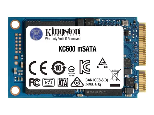Kingston KC600 SSD 1024GB SATA3 mSATA - Höchste Leistung mit 3D TLC NAND Technologie, unterstützt TCG Opal und AES 256-bit Sicherheit