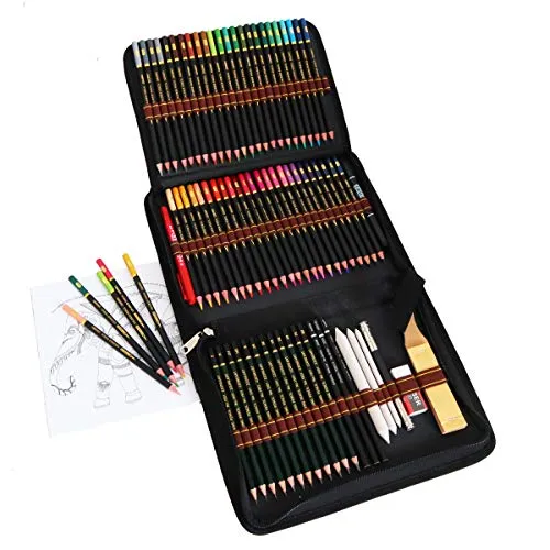 Majoart Buntstifte Malset Skizzierstifte Set Bleistifte für Skizzieren und Zeichnen Profi Art Set und Kit Bag 72 Stück,Set für Malbücher für Erwachsene