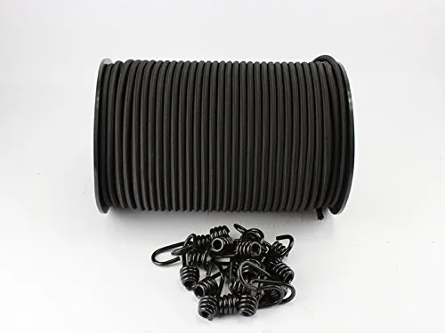 monoflex 8mm Expanderseil schwarz 20m + 10 Spiralhaken Gummiseil Planenseil Haken Seil