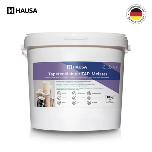 Raufaser Fertigkleister Hausa 10Kg Kleber für Tapeten extra stark bis zu 60m²