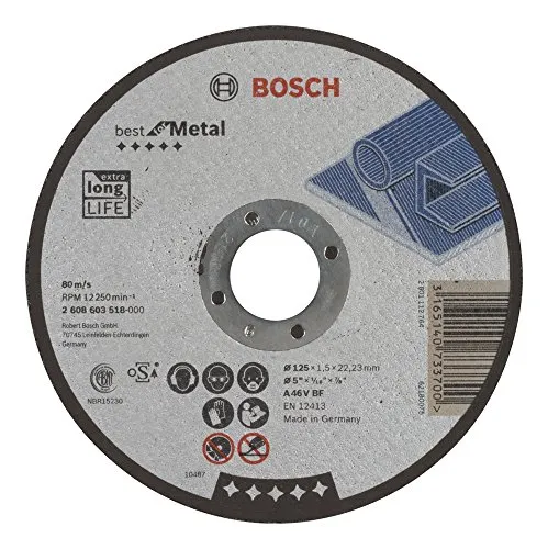 Bosch 2 608 603 519 – -Trennscheibe Gekröpft Best for Metal A 46 V BF, 125 mm, 1,5 mm (Pack von 1)
