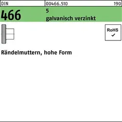DIN 466 Rändelmuttern 5 M 3 galvanisch verzinkt - 100 Stück - Hochwertige Rändelmuttern für einfache Handhabung. Ideal für vielseitige Anwendungen in der Mechanik und Konstruktion.