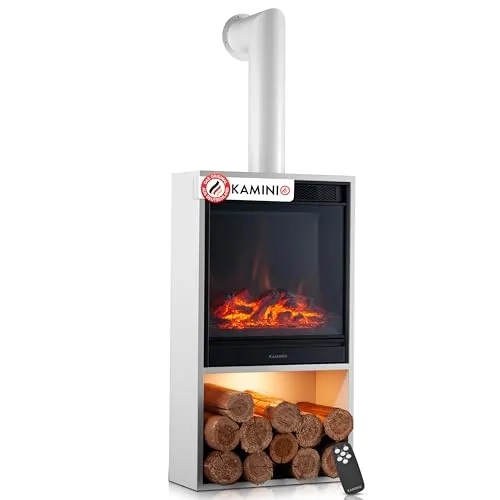 KAMINIO Elektrokamin HUGO mit 3D-Flammeneffekt in weiß von KAMINIO