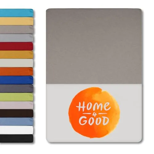 home4good Spannbettlaken 90x190cm – Jersey-Spannbetttuch aus 100 % Baumwolle – Oeko-TEX 100 Zertifiziert – bügelfrei, elastisch & atmungsaktiv – für 15–25 cm Matratzenhöhe - Taupe