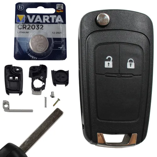 Klapp Schlüssel Gehäuse + BATTERIE NEU passend für Opel Astra J Corsa E Insignia