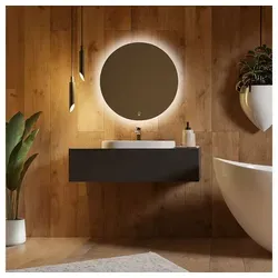 HOME DELUXE - LED-Spiegel SILA - 100 cm Rund - Badspiegel mit 3 Lichtfarben und Antibeschlagssystem für klare Sicht, energiesparend und dimmbar für die perfekte Atmosphäre im Badezimmer.