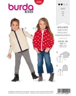 burda Schnittmuster Mädchen Kinder Teddy-Jacke und Weste 9290