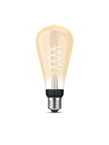 Hue Filament Edison ST72, 7W, E27 - Weiches Licht für gemütliche Atmosphäre - LED-Filament-Glühbirne, ST72, E27, 7 W, strahlt warmes, bernsteinfarbenes Licht aus, ideal für stimmungsvolle Beleuchtung in jedem Raum.