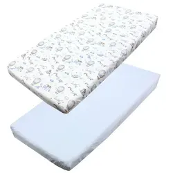 TupTam Spannbettlaken Baby Spannbettlaken Spannbetttuch für Babybett Kinderbett 2er Pack blau 70 cm x 140 cm