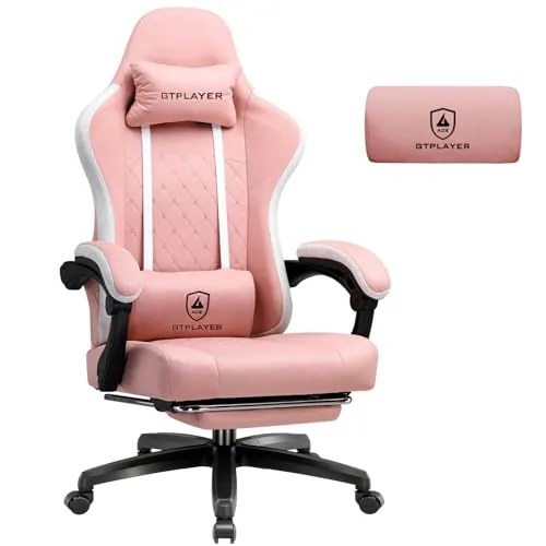 GTPLAYER Gaming Stuhl Stoff mit Fußstütze - Ergonomischer Gaming Sessel mit Taschenfederkissen für optimalen Komfort und 150 kg Tragkraft. Ideal für stundenlanges Spielen und Arbeiten – fördert gesunde Haltung und reduziert Muskelermüdung.