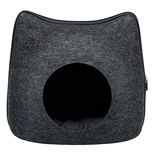 Höhle Cat - SOFT Edition Katzenbett, formstabil mit weichem Plüsch-Kissen und Reißverschluss, idealer Rückzugsort für Ihre Katze