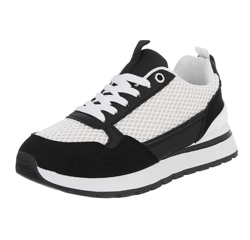 Ital-Design Vielseitige Sneakers für Damen mit atmungsaktivem Mesh-Design Sneaker (91116896) Flach Sneakers Low in Schwarz