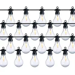 MARELIDA LED Party Garten Lichterkette Verlängerungsset 20 Filament LED - Weihnachtsbeleuchtung - 20 koppelbare Filament LEDs, 9,5m lang, ideal für stimmungsvolle Außen-Dekorationen das ganze Jahr über.