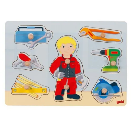 goki Steckpuzzle Holz Steckpuzzle Handwerker 8tlg. Holzpuzzle Puzzle 57405, 8 Puzzleteile, Mit extra großen Teilen