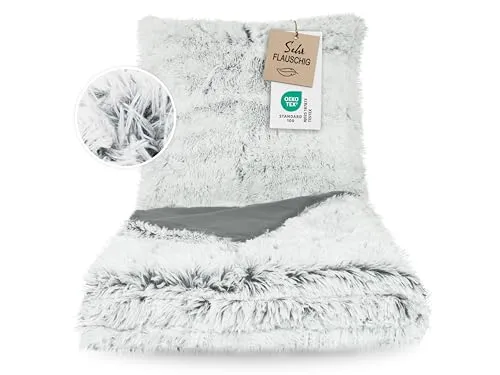 ZOLLNER Bettwäsche Set, Mikrofaser, 2-teilig, extra flauschige Felloptik - Bettwäsche-Set aus 100% Polyester in grau, bietet durch seine flauschige Felloptik Wärme und Komfort, ideal für gemütliche Nächte.