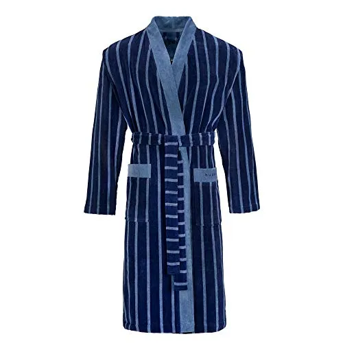 Bugatti Bademantel Antonio in Blau, Größe XL - Hochwertiger Bademantel aus 100 % Baumwolle, mit modischer Optik und weicher Velours-Oberfläche für ein angenehmes Tragegefühl. Ideal zum Entspannen nach dem Duschen.