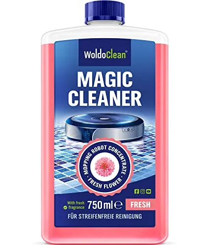WoldoClean Wischroboter Reinigungsmittel Konzentrat 750 ml – streifenfrei für Keramik Fliesen Feinsteinzeug & Steinzeug mit Blumenduft