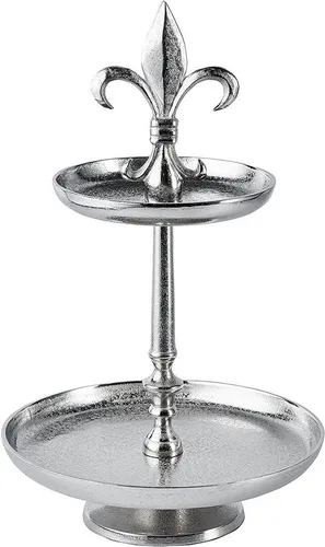 MichaelNoll Dekoetagere Etagere Lilie - 2-Stöckig aus Aluminium, 50 cm - Dekoschalen: Hochwertige 2-stöckige Etagere 