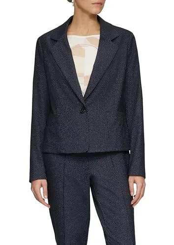 s.Oliver BLACK LABEL Fein Gepunkteter Blazer mit großen Taschen Navy 34 - Blazer für Damen, Regular Fit mit elegantem Punktedesign, ideal für stilvolle Anlässe und ausgestattet mit großen Pattentaschen.
