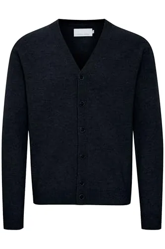 CASUAL FRIDAY CFKarl Herren Strickjacke Cardigan mit V-Ausschnitt Knopfleiste Lammwolle Regular fit, Größe:3XL, Farbe:Anthracite Black (194007)