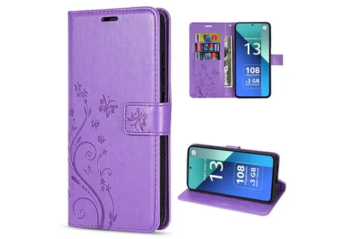 betterfon Handyhülle Handytasche für Xiaomi Redmi Note 13 4G Klapphülle, Bookstyle-Hülle: Magnetverschluss 3 Kartenfächer & Standfunktion