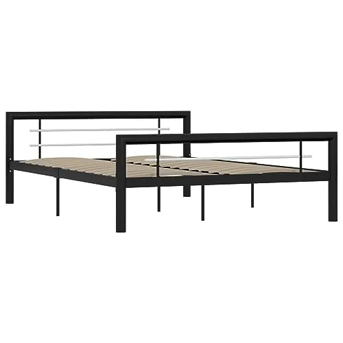 Elegantes Bettgestell Schwarz und Weiß 120x200 cm