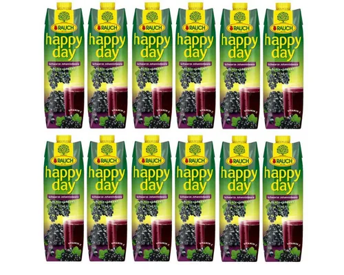 Rauch Happy Day schwarzer Johannisbeere Nektar 1000ml - 12er Pack - Erfrischender Nektar aus schwarzer Johannisbeere, ideal für gesellige Anlässe. Genießen Sie den fruchtigen Geschmack in praktischen 1000ml Flaschen. Perfekt für die ganze Familie!