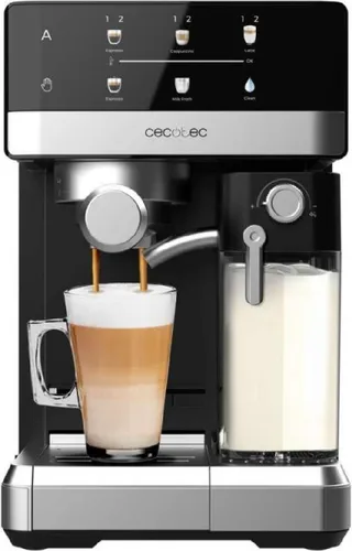 Cecotec halbautomatische Espressomaschine Touch mit Milchbehälter Power Espresso 20 Touch & Cream. 1350W, Thermoblock-System