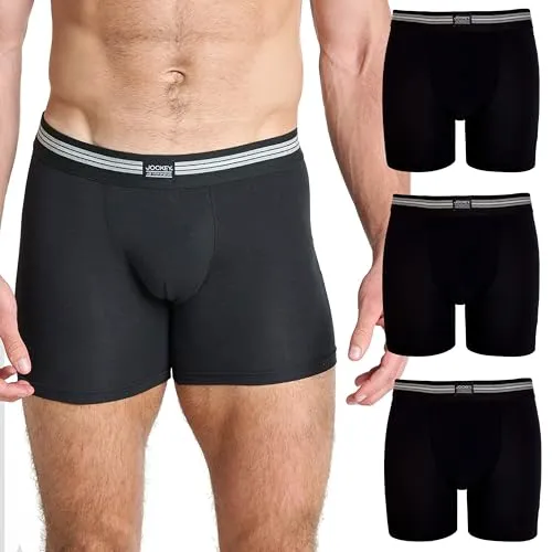 Jockey Cotton Stretch Boxer Trunk Schwarz 3XL - Herrenunterhosen aus 95% Baumwolle, 5% Elasthan für optimalen Tragekomfort und Bewegungsfreiheit. Atmungsaktives Material sorgt für Frische den ganzen Tag.