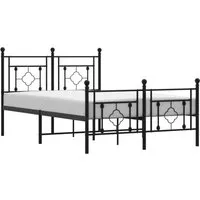 Bettgestell mit Kopf- und Fußteil Metall Schwarz 120x190 cm - Stabiles Bettgestell aus pulverbeschichtetem Stahl in elegantem Schwarz, mit praktischem Stauraum und hervorragender Rückenunterstützung. Ideal für dein Schlafzimmer!