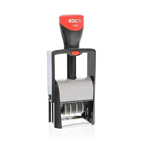 Colop 2331502232 Datumstempel 2160/RL 24x41mm rot/blau - Robuster Metall-Datumstempel mit 2-farbigem Abdruck, dokumentenecht nach DIN ISO 14145-2, ideal für Büros zur schnellen Datierung und Kennzeichnung.