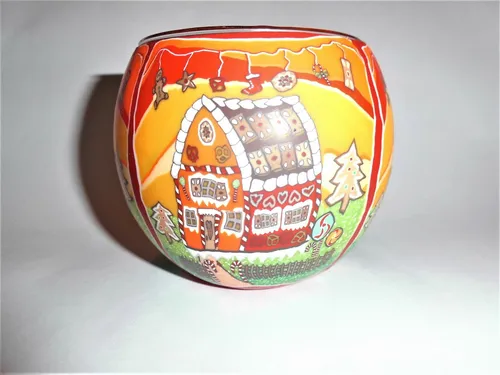 Leuchtglas Lebkuchenhaus, Windlicht, Teelichthalter, Dekoration, Glas