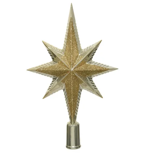 Kaemingk Christbaumspitze, Christbaumspitze Stern 25cm Kunststoff, perle / hellgold
