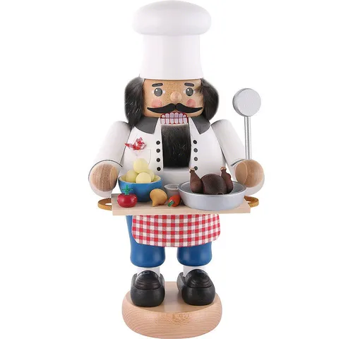 Richard Glaesser Nussknacker Koch, 34 cm - Traditioneller Nussknacker aus dem Erzgebirge, handgefertigt aus Holz und ein echtes Kunstwerk für Ihre Weihnachtsdekoration.