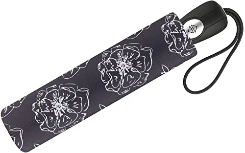 Pierre Cardin Regenschirm Black & White Flower Black - Taschenschirm Easymatic