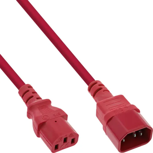 InLine® Kaltgeräteverlängerung C13 auf C14 rot 30cm