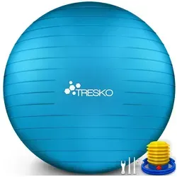 TRESKO Gymnastikball 85 cm mit GRATIS Übungsposter - BPA-freier Gymnastikball für Fitness, Yoga und Schwangerschaftsgymnastik. Inkl. Luftpumpe und Anti-Burst-Technologie für sicheres Training.