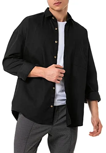 Redbridge Jeanshemd Premium Denim Langarm Oversized Schwarz M