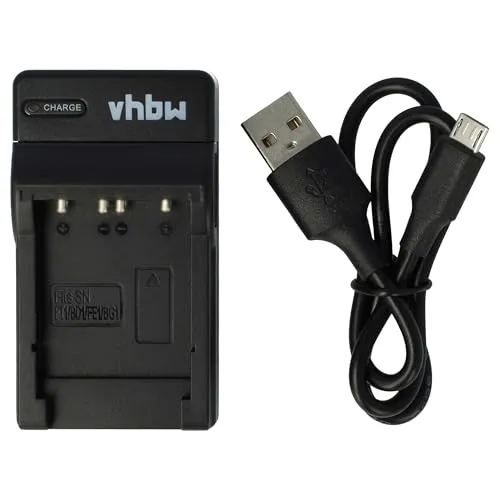 vhbw USB Ladegerät kompatibel mit Sony NP-BG1, NP-FG1, NP-BD1, NP-FD1, NP-F1, NP-FE1 Kamera Camcorder/Akku - Ladeschale, Ladeanzeige, 4,2 V