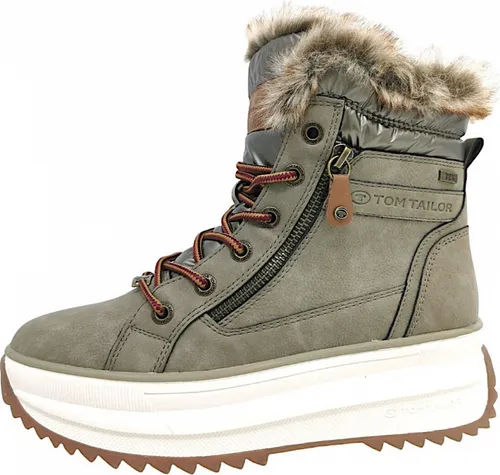 Tom Tailor Schnürstiefel Beige - Stylische Damen-Winterschuhe - Wanderschuhe mit flachem Absatz, warm gefüttert und wasserabweisend. Ideal für kalte Tage, kombinierbar mit verschiedenen Outfits!