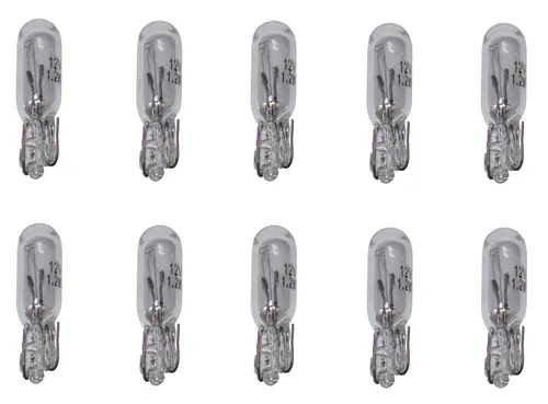 Glassockellampe 10er Set 1,2 Watt 12 V T5 Sockel W2X4,6D Tacho Kfz Armatur