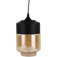 LUXULA elegante Pendelleuchte aus Glas - Hängeleuchte in Schwarz und Bernstein, mit E27 Fassung und modernem Design, ideal für stilvolle Wohnräume.