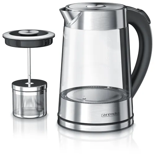 Arendo Wasserkocher aus Glas & Edelstahl mit Temperatureinstellung