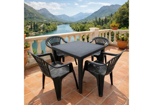 Progarden Essgruppe Gartenmöbel - Hochwertige Sitzgruppe für Terrasse und Balkon - Essgruppen mit robusten, stapelbaren Möbeln aus UV-beständigem Kunststoff, ideal für jede Wetterlage. Made in Italy für stilvolles Ambiente.