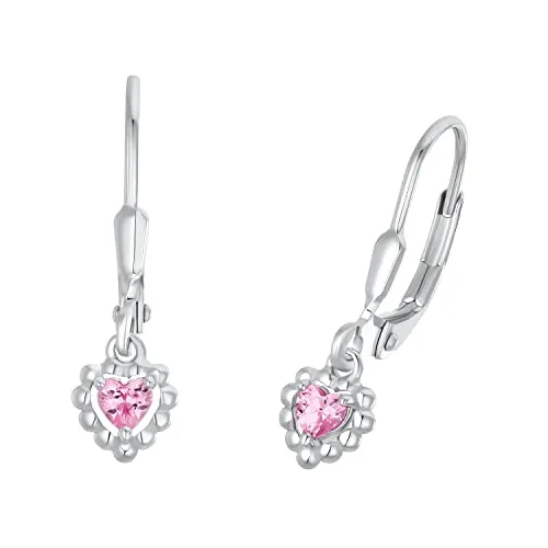 Amor Ohrhänger 925 Sterling Silber für Mädchen - Schicke Herz-Ohrhänger aus 925 Sterling Silber, hochwertig mit funkelnden Zirkonia, ideal als Geschenk in der Schmuck Geschenk Box – für besondere Momente.