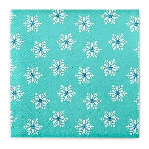 Sovie HOME Serviette Snowflakes Türkis-Blau aus Linclass® Airlaid, Einweg Weihnachtsserviette Wintermotiv, Advent X-Mas Weihnachten Weihnachtsfeier, 40 x 40 cm, 12 Stück
