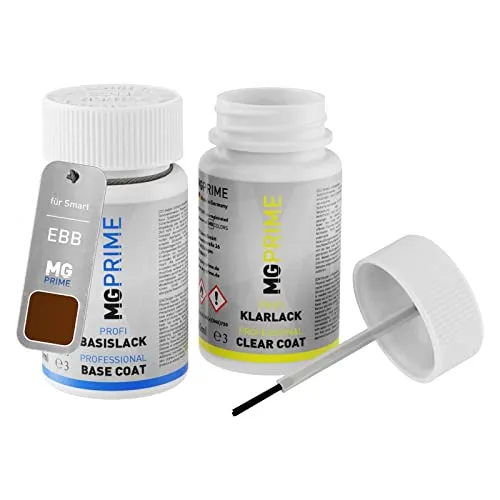 MG PRIME Autolack Lackstift Set für Smart EBB / 8287 Hazel Brown Metallic/Hazelnut Brown Metallic Basislack Klarlack je 50ml