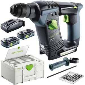 Festool Bohrhammer BHC 18 HPC 4,0 I-Plus – Kraftvoller Akku-Bohrhammer mit 2 Akkus - Bohrmaschine für anspruchsvolle Anwendungen, Schlagkraft 1,8 Joule, kompakte Bauweise und LED-Beleuchtung für präzises Arbeiten. Lieferung im praktischen Systainer mit Zubehör.