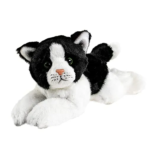 Teddys Rothenburg Katze schwarz weiß 22 cm liegend Kuscheltier