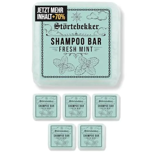Störtebekker® Premium Shampoo Bar Fresh Mint - 3in1 Duschseife für Männer und Frauen - Vegan und handgefertigt, reinigt sanft und intensiv für Haare, Kopfhaut und Bart. Ideal für trockene Kopfhaut und perfekt für unterwegs.